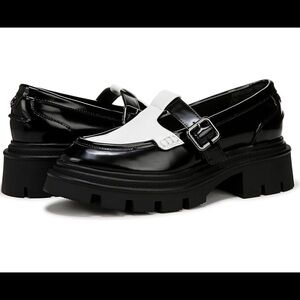 Payson - Black and White Chunky Lug Loafers for Women - Size 10